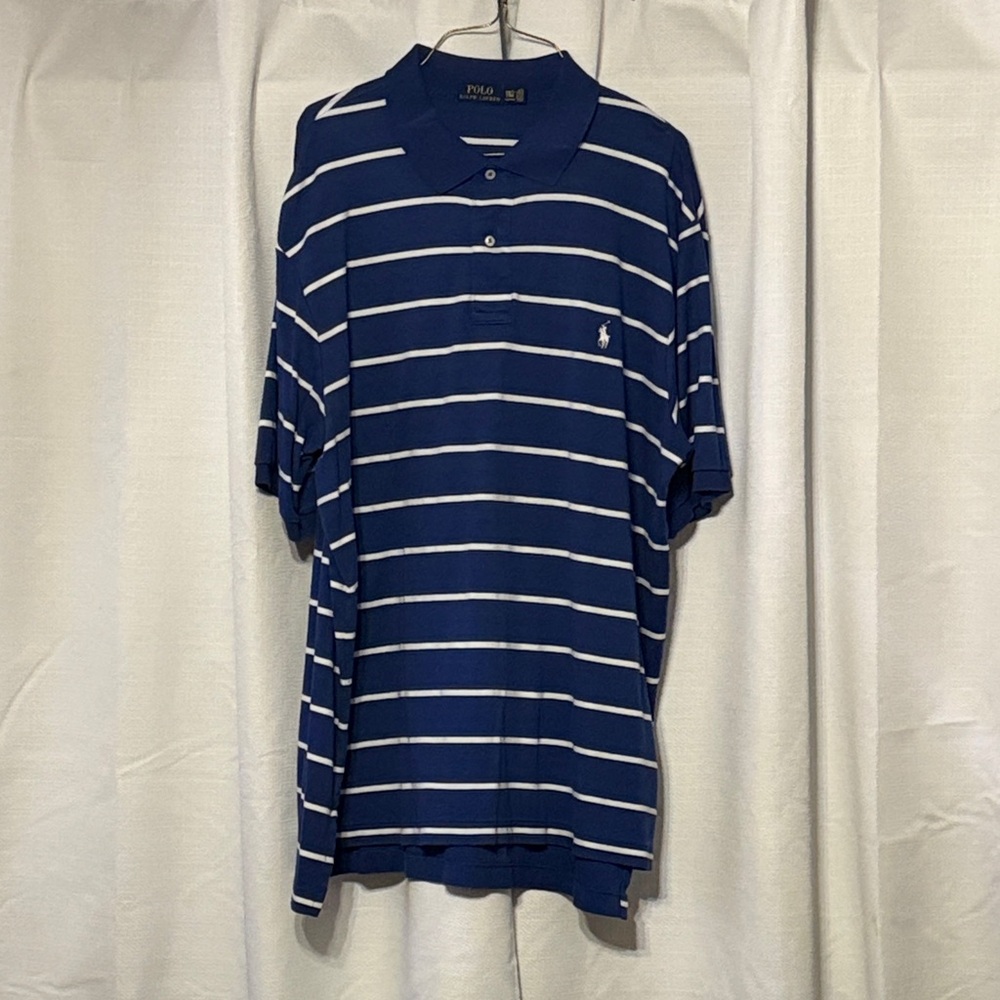 Polo by Ralph Lauren Men's Navy and White Striped Polo
